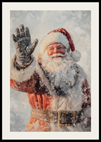 A Christmas poster with a smiling Santa waving and spreading festive cheer.-2