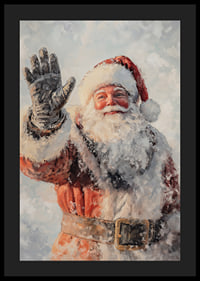 A Christmas poster with a smiling Santa waving and spreading festive cheer.-4