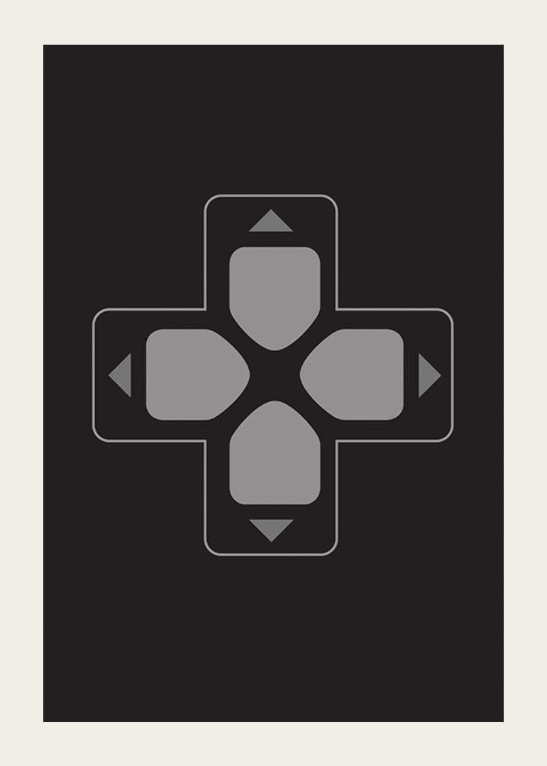 Une affiche avec un bouton directionnel classique sur fond noir-12