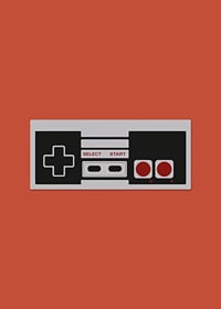 Plagát s klasickým retro herným ovládačom na červenom pozadí-3