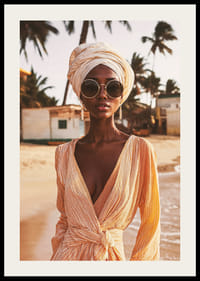 Affisch med en bild på en stilfull kvinna på en strand-2