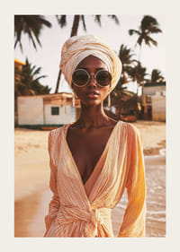 Affisch med en bild på en stilfull kvinna på en strand-3