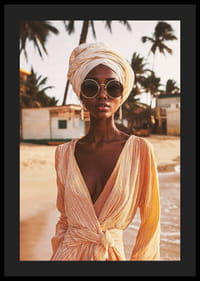 Affisch med en bild på en stilfull kvinna på en strand-4