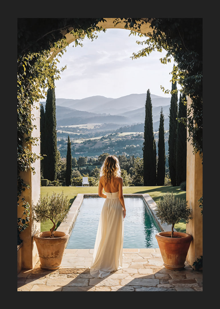 Poster with a photograph of a dreamy view of the Tuscan countryside-12