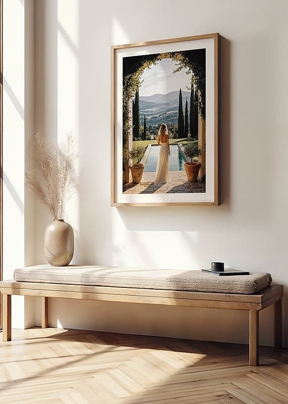 Poster cu o fotografie a unei vederi de vis a peisajului rural toscan-12
