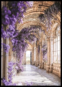 Poster com corredor coberto de flores roxas-6