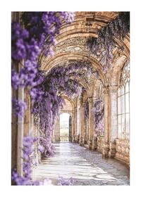 Poster cu un coridor acoperit cu flori violet-1