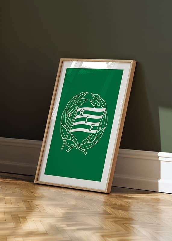 Poster Klubbmärke Grön Enfärgad Hammarby IF crossfade