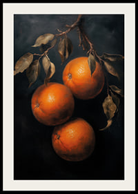 A poster with golden oranges against a dark background-4