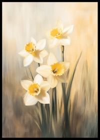 Une affiche avec des jonquilles rayonnantes aux tons dorés qui transmettent la beauté et l'espoir du printemps-2