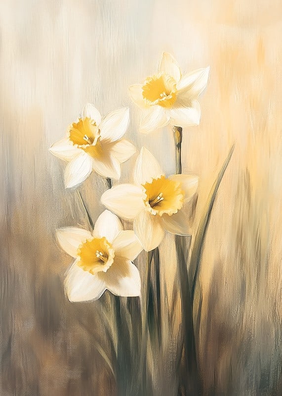 A poster with radiant daffodils in golden tones that convey the beauty and hope of spring-12