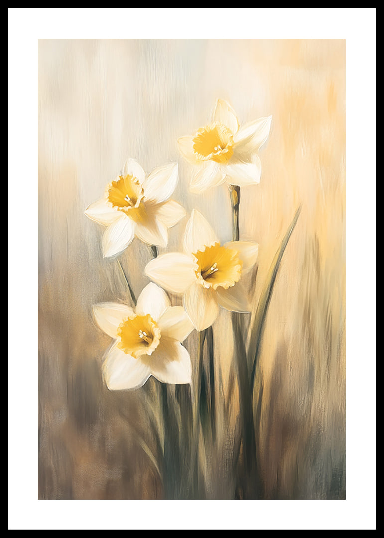 A poster with radiant daffodils in golden tones that convey the beauty and hope of spring-12