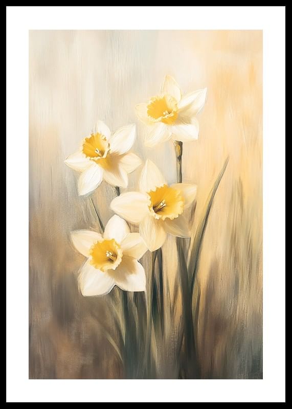 Une affiche avec des jonquilles rayonnantes aux tons dorés qui transmettent la beauté et l'espoir du printemps-12