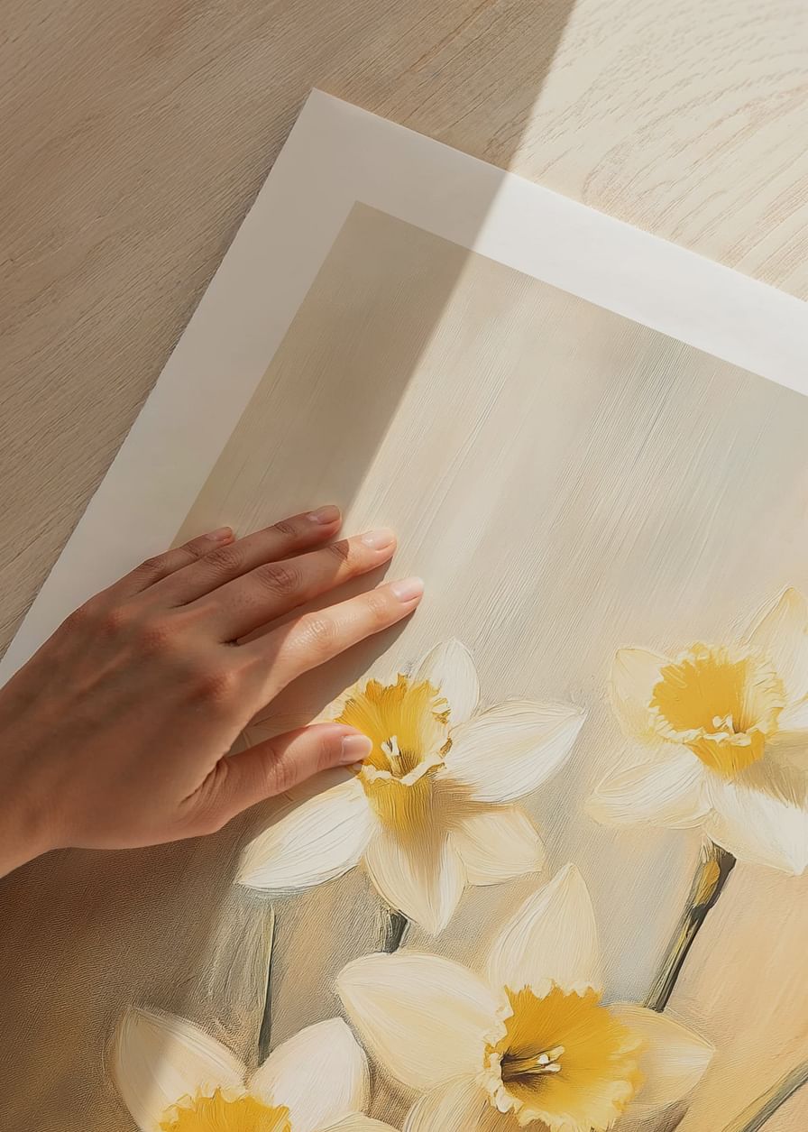 Une affiche avec des jonquilles rayonnantes aux tons dorés qui transmettent la beauté et l'espoir du printemps-12