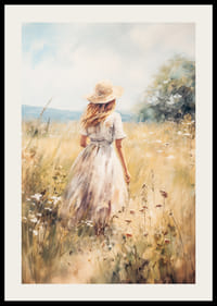 En poster som skildrar en kvinna i en solig sommaräng-2