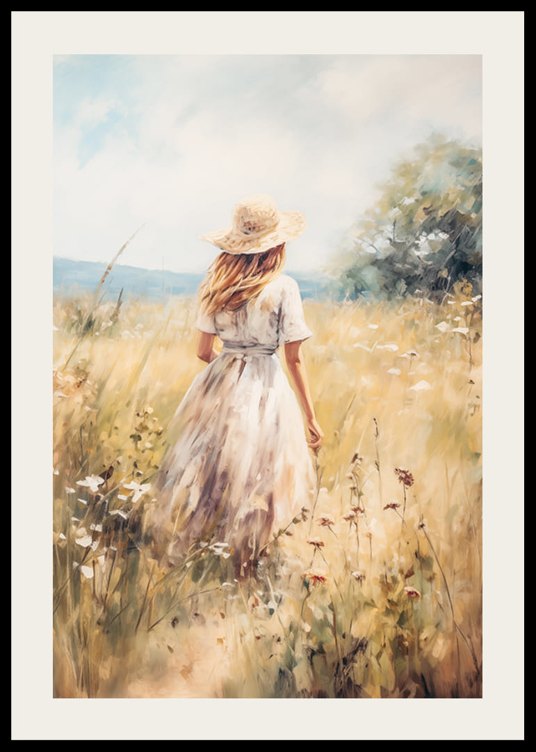 En poster som skildrar en kvinna i en solig sommaräng-12