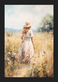 En poster som skildrar en kvinna i en solig sommaräng-5