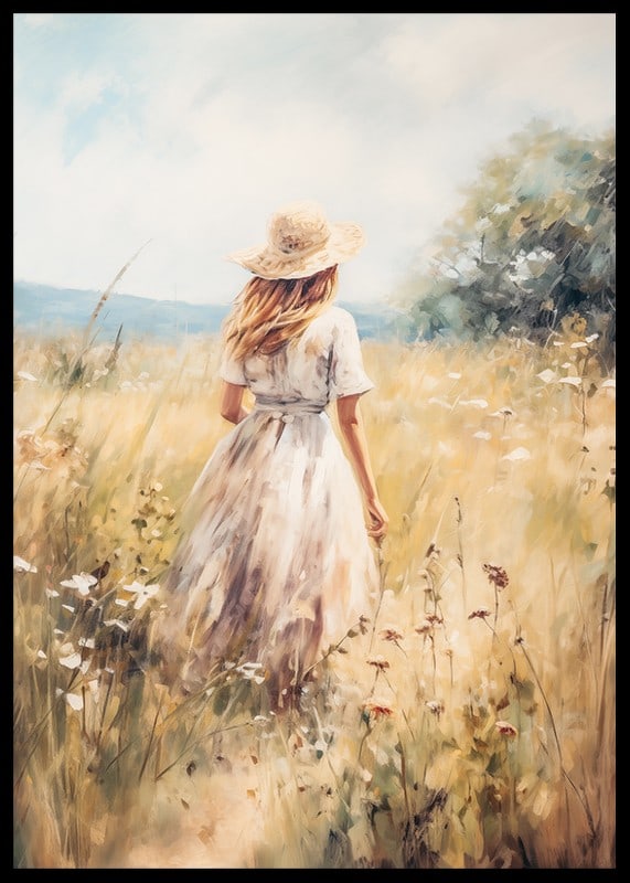 A poster depicting a woman in a sunny summer meadow-12