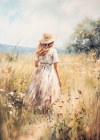 A poster depicting a woman in a sunny summer meadow-7