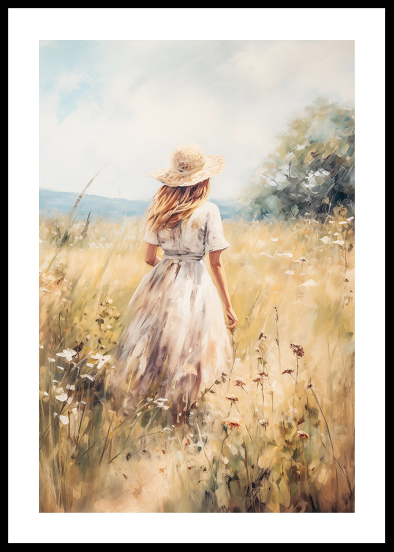 A poster depicting a woman in a sunny summer meadow-12