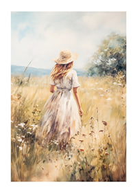A poster depicting a woman in a sunny summer meadow-1