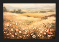 A poster depicting a sunlit summer meadow with flowers-5