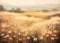 A poster depicting a sunlit summer meadow with flowers-7