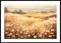 A poster depicting a sunlit summer meadow with flowers-0