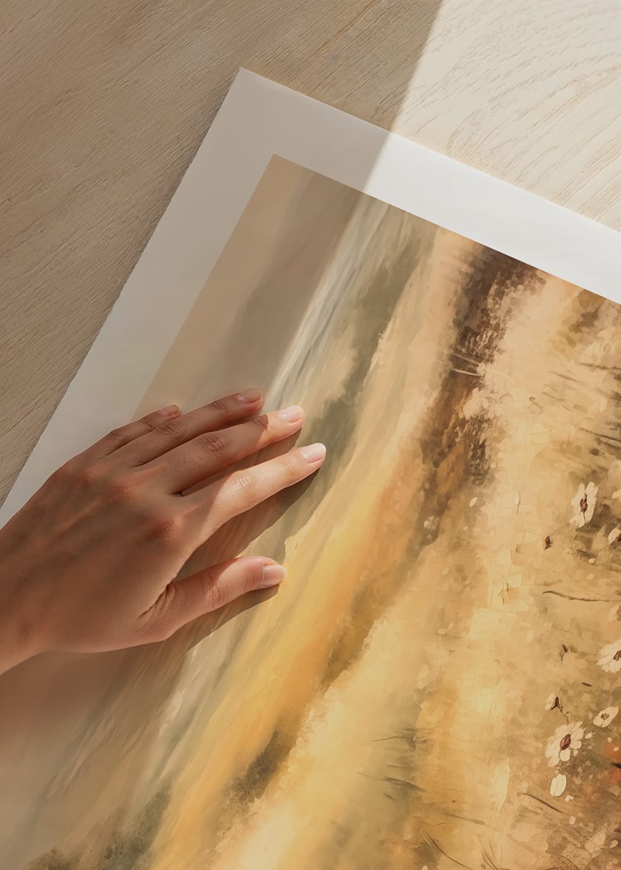 A poster depicting a sunlit summer meadow with flowers-12