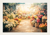 En poster som fångar en solbelyst blomstermarknad med färgsprakande buketter-3