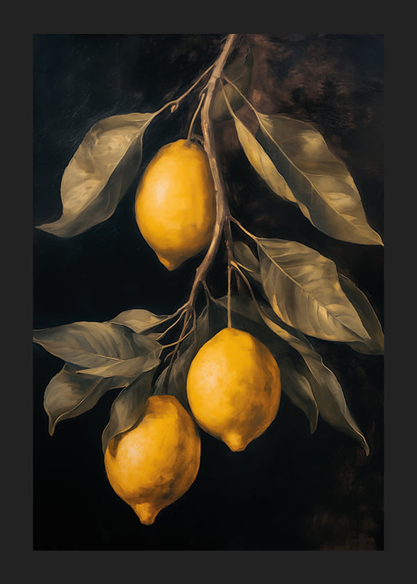 Poster Golden Lemons On Velvet Night