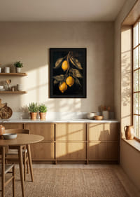 Plakat ze złotymi cytrynami na ciemnym tle -8