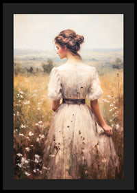 A poster that conveys timeless elegance and tranquility with a woman in a blooming summer meadow-4