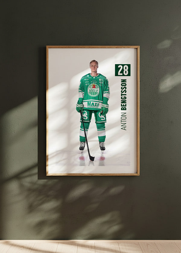 Poster Anton Bengtsson #28 Rögle BK 2025/2026 crossfade