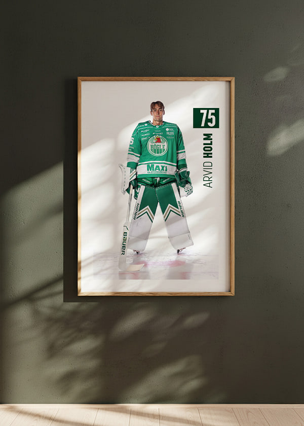 Poster Arvid Holm #75 Rögle BK 2025/2026 crossfade