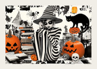 A spellbinding fusion of Halloween charm and black-and-white mystery-3