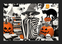 A spellbinding fusion of Halloween charm and black-and-white mystery-5