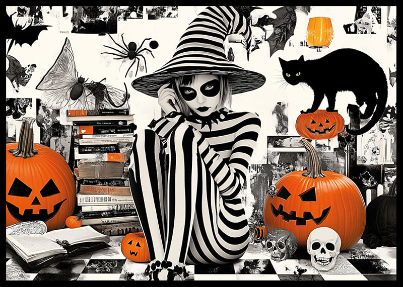 O fuziune fascinantă a farmecului de Halloween și a misterului alb-negru-12