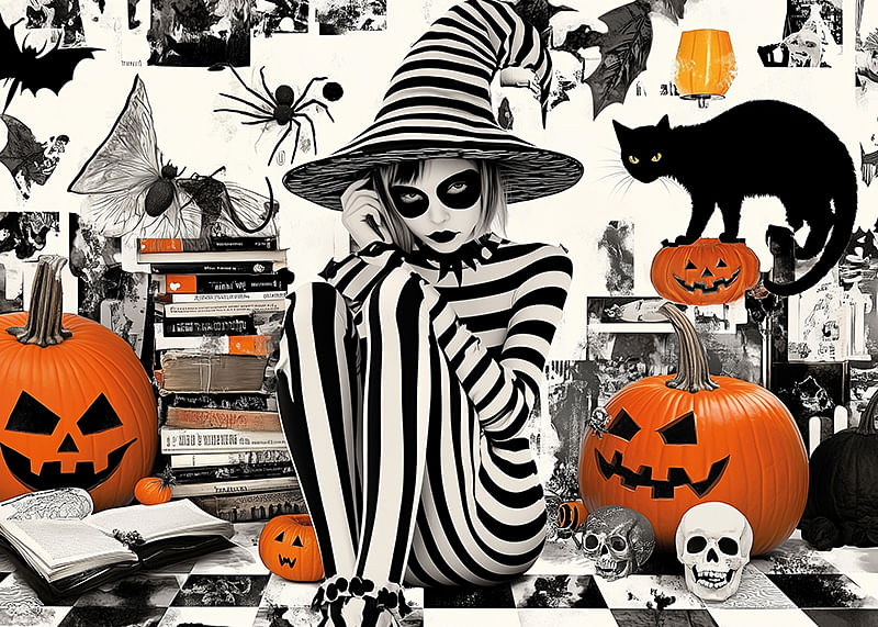 O fuziune fascinantă a farmecului de Halloween și a misterului alb-negru-12