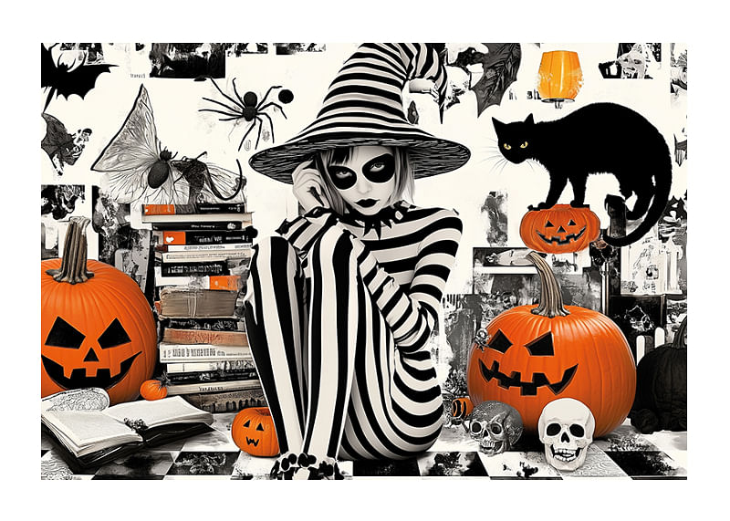 O fuziune fascinantă a farmecului de Halloween și a misterului alb-negru-12