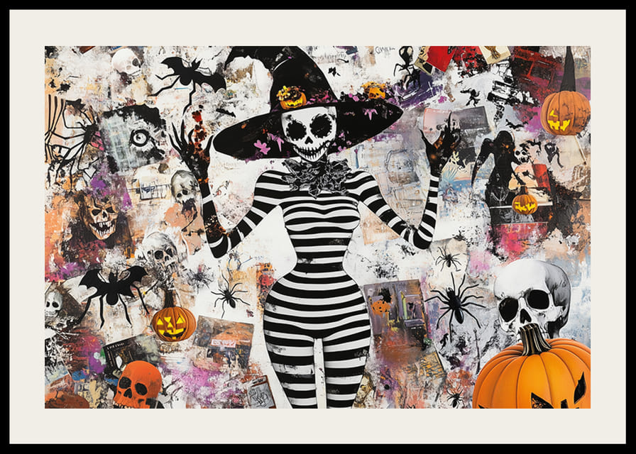 Mystiska figurer och pumpor skapar en lekfull Halloween-stämning-12