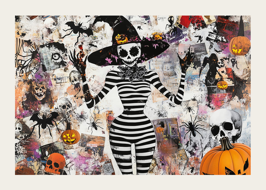 Mystiska figurer och pumpor skapar en lekfull Halloween-stämning-12