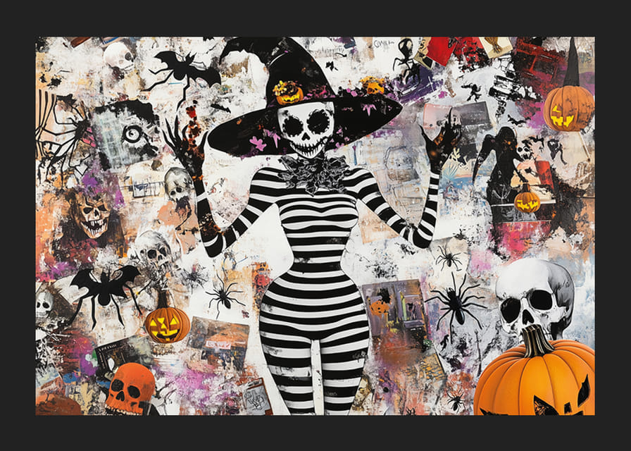 Mystiska figurer och pumpor skapar en lekfull Halloween-stämning-12