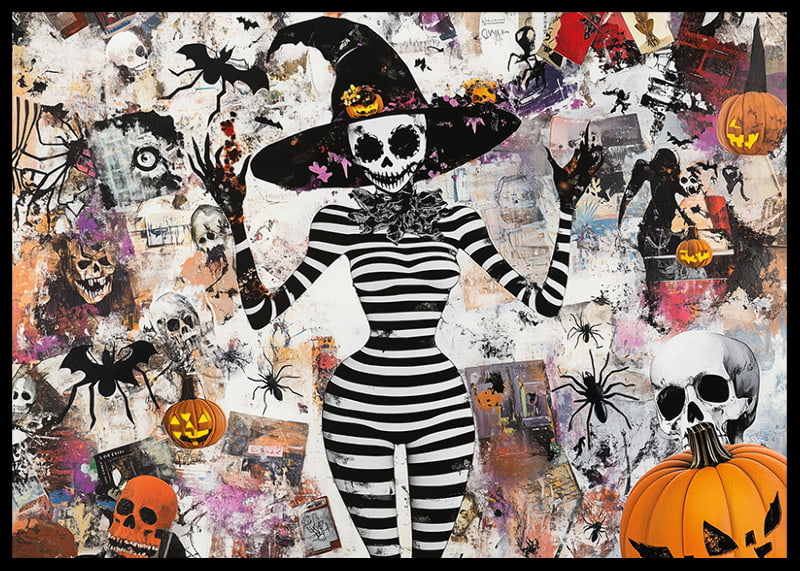 Mystiska figurer och pumpor skapar en lekfull Halloween-stämning-12