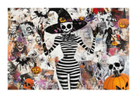 Mystiska figurer och pumpor skapar en lekfull Halloween-stämning-1