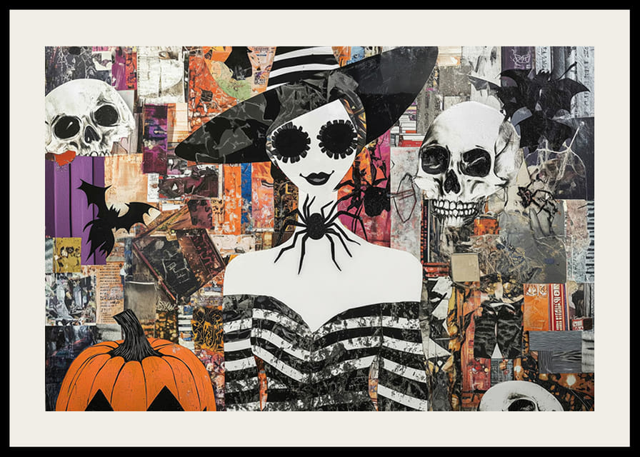 En fängslande poster med Halloween-färger och mystiska motiv-12