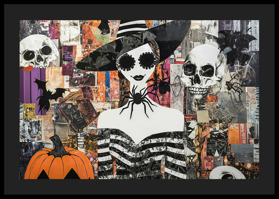 En fängslande poster med Halloween-färger och mystiska motiv-12