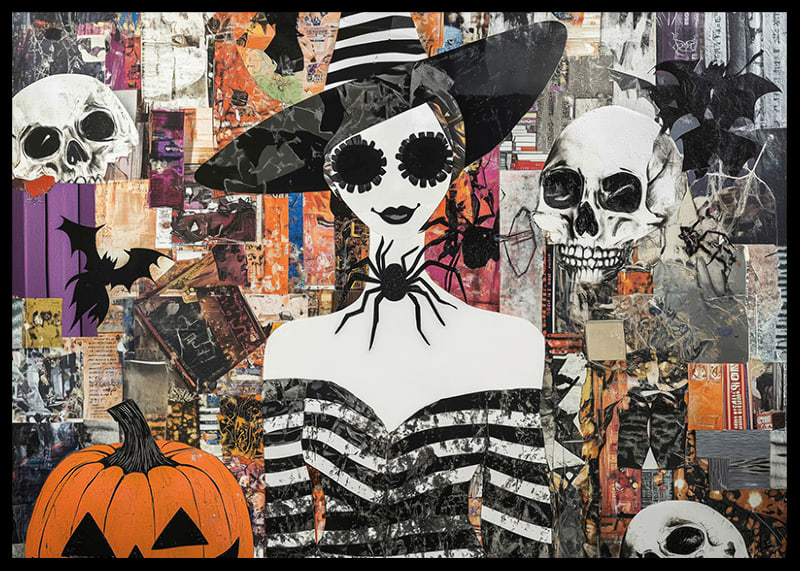 En fängslande poster med Halloween-färger och mystiska motiv-12