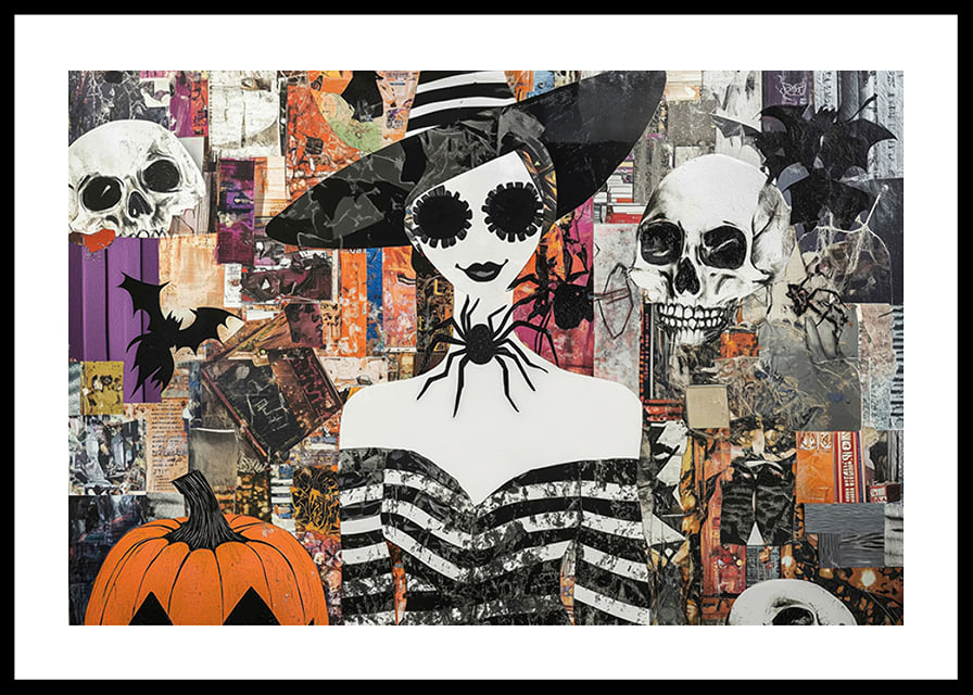En fängslande poster med Halloween-färger och mystiska motiv-12
