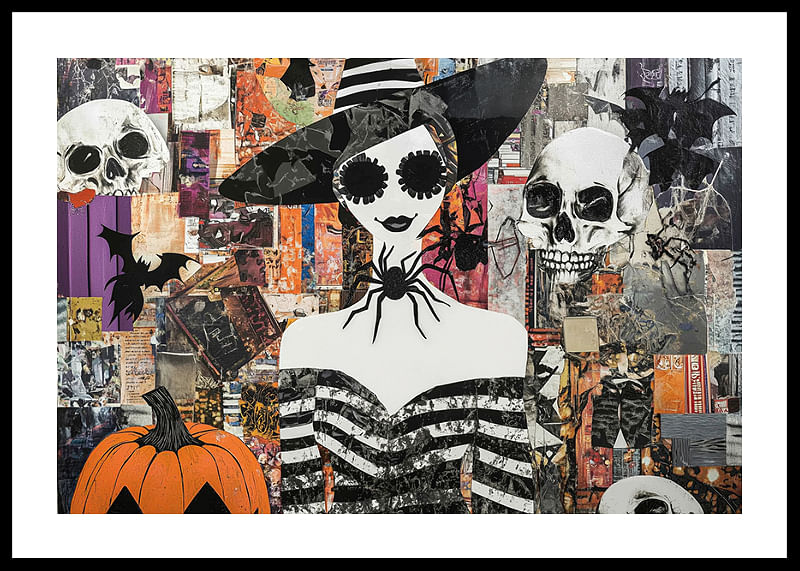 Un poster captivant cu culori de Halloween și motive misterioase-12